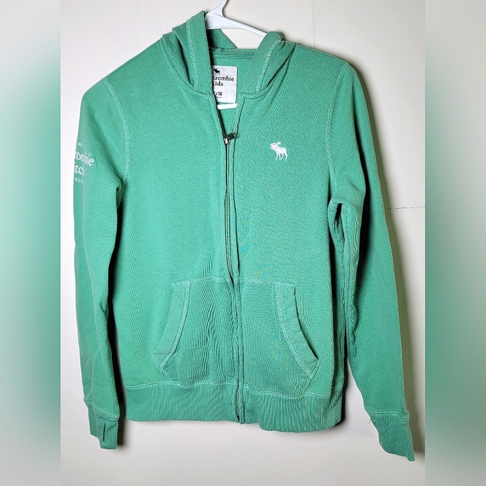 Abercrombie Kids Full Zip Embroidered Hoodie, Size 15/16.